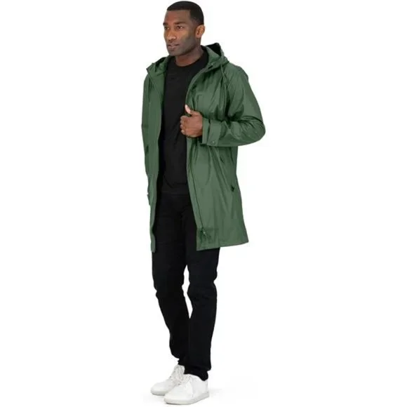 Rain JacketWaterproof, Windproof, Long Raincoat with Hood for Men